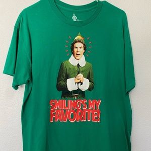 Elf t-shirt with Will Ferrell saying  “smilings my favorite” size large
